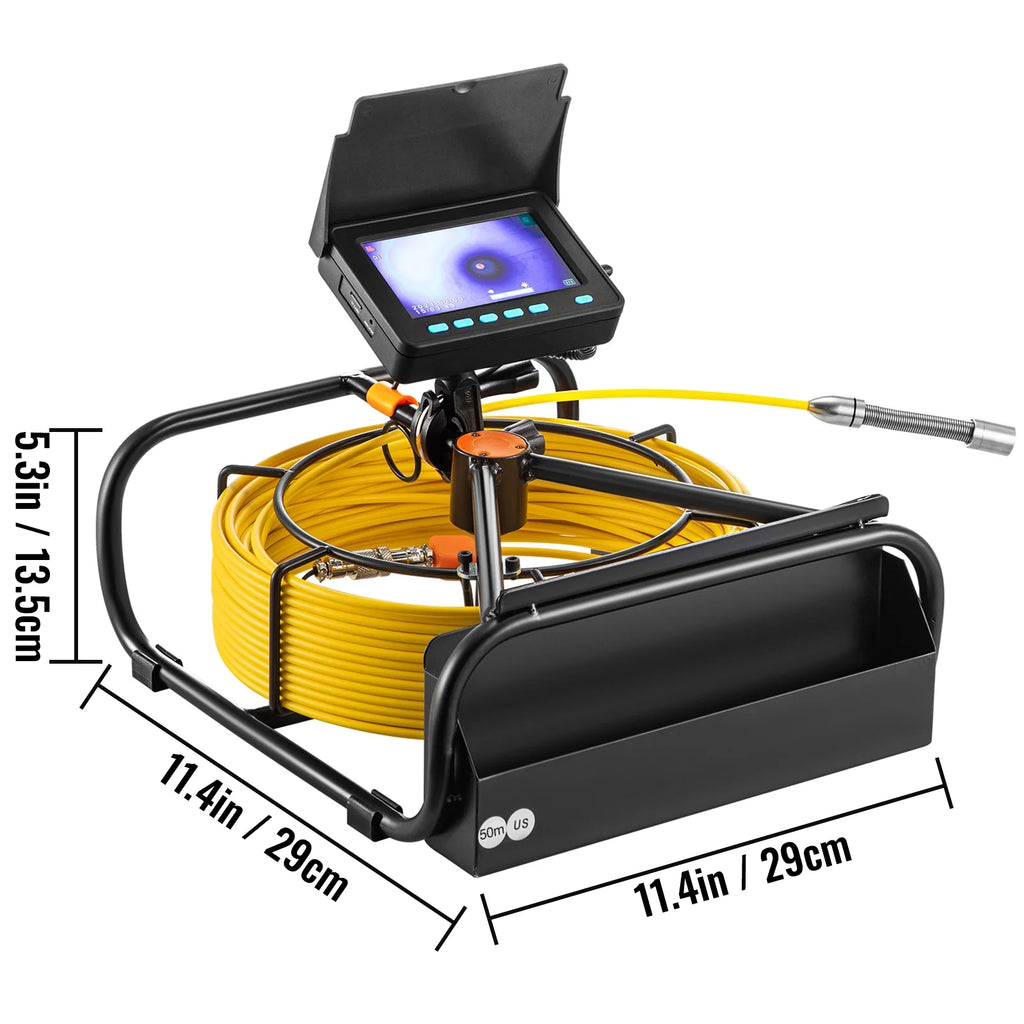 Sewer Camera 164FT Cable Pipeline Inspection Camera 4.3 Inch TFT LCD Monitor Waterproof IP68 Duct Inspection Camera with 6PCS LEDs 8500MAH Lithium Battery R964484