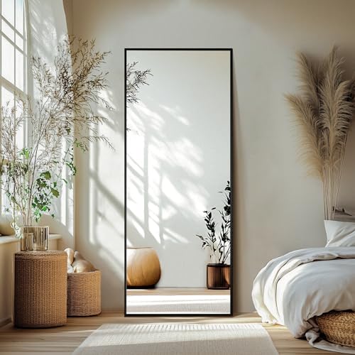 Black Full Length Floor Mirror with Aluminium Frame K25183