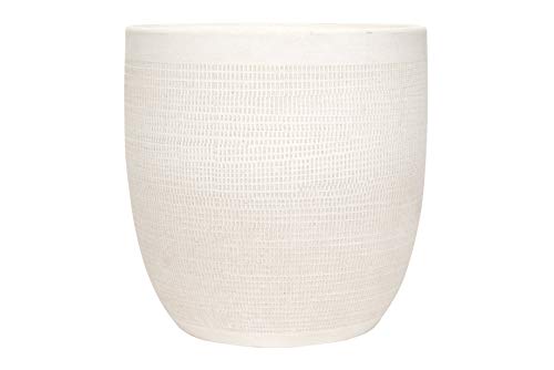 Large Matte White Embossed Stoneware Planter F47228
