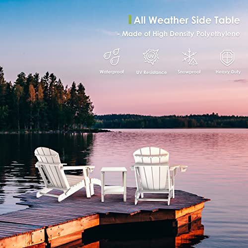 Dark Brown HDPE Plastic Outdoor Side Table with Storage Shelf N137933