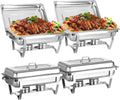 8 Qt 4 Pack Full Size Stainless Steel Chafing Dishes Buffet Set with Folding Frame Stand K315763