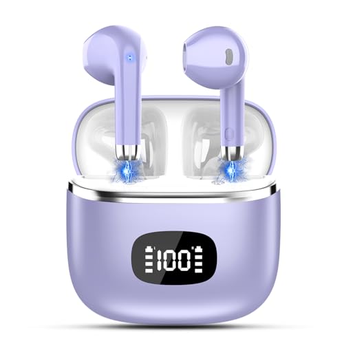 Blue Wireless Earbuds with LED Power Display IPX7 Waterproof V53430