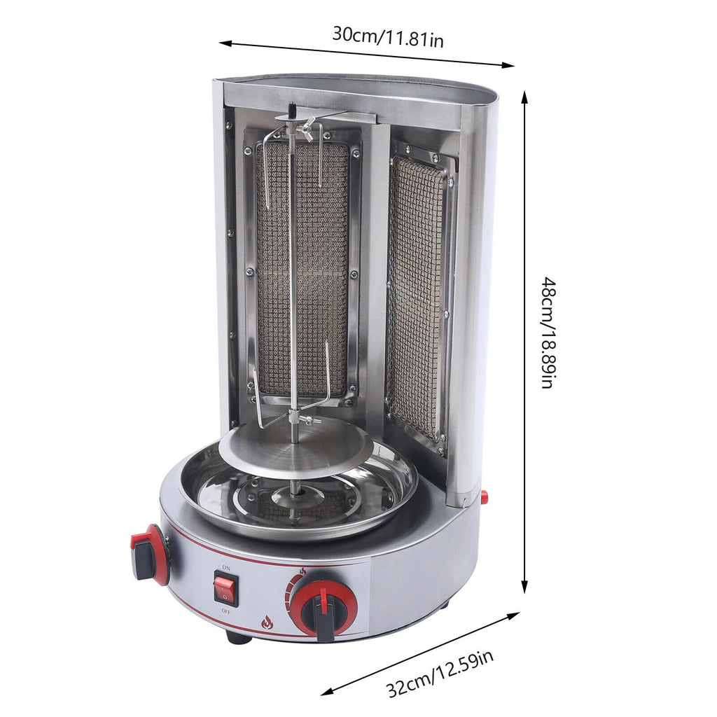 Vertical Gas Broiler Shawarma Machine Doner Kebab Gyro Grill Rotisserie Machine 3KW Silver S5138