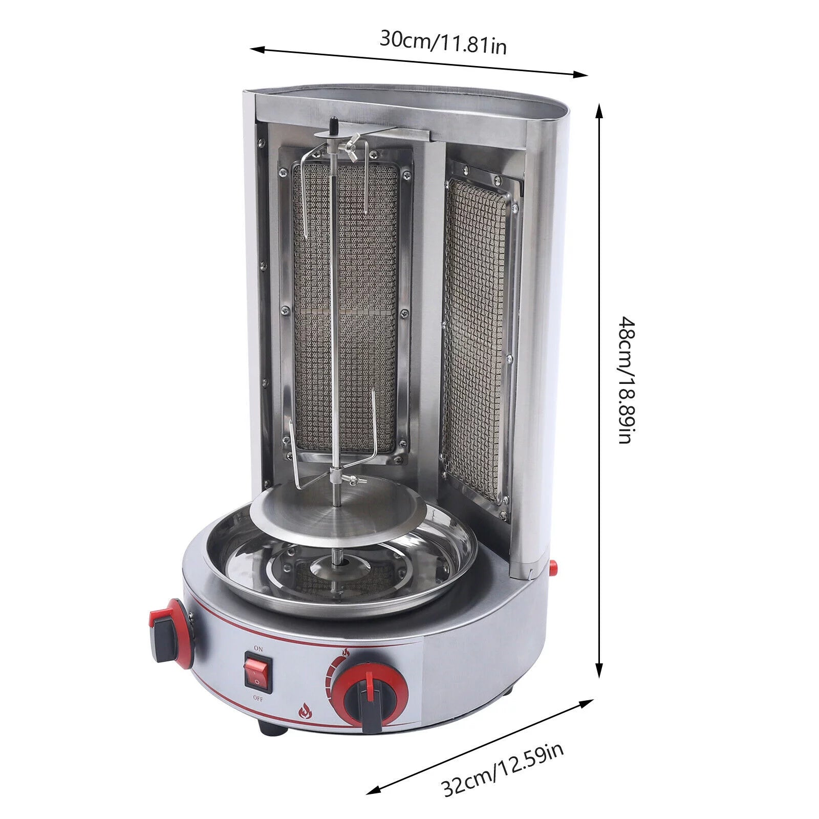 Vertical Gas Broiler Shawarma Machine Doner Kebab Gyro Grill Rotisserie Machine 3KW Silver S5138