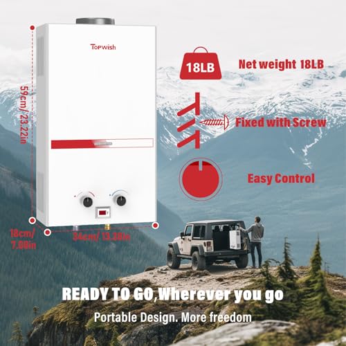 10L 2.6GPM Portable Propane Tankless Water Heater F205