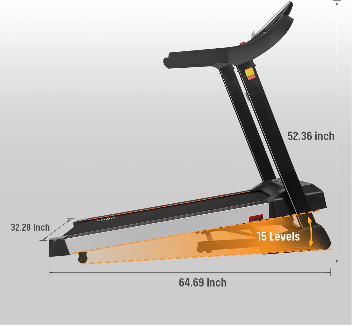 Folding Electric Treadmill with 15 Levels Auto Incline S396482
