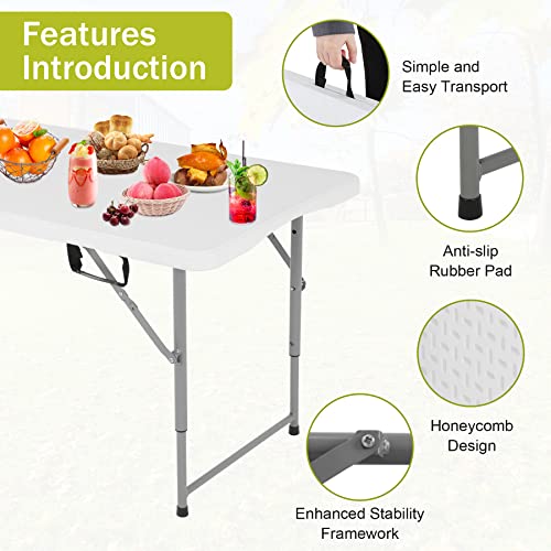 White 6ft Folding Plastic Table with Carrying Handle G7969