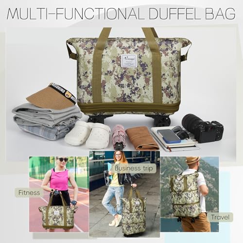 Black Rolling Duffel Bag with Wheels O2497