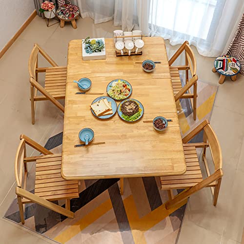 White Solid Wood Drop Leaf Dining Table with 4 Chairs W718
