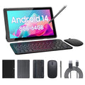 Blue 10.1 inch Android 14 Tablet with Keyboard Case Mouse Stylus Film, 8GB+64GB, 1280*800 HD Touch Screen, 8MP Dual Camera, Wi-Fi Bluetooth U42016