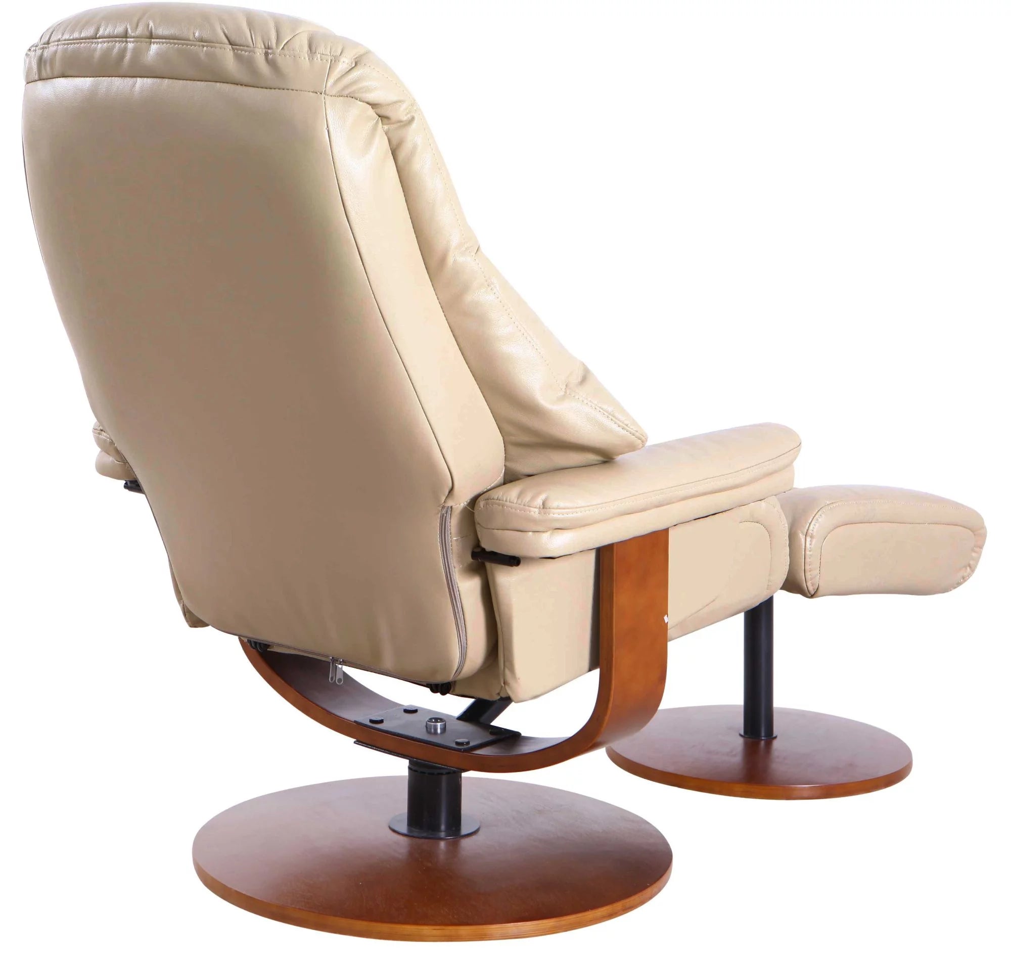 Beige and Brown Recliner Chair with Ottoman J29585