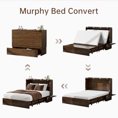Queen Murphy Bed with Charging Station and Storage Drawer A141