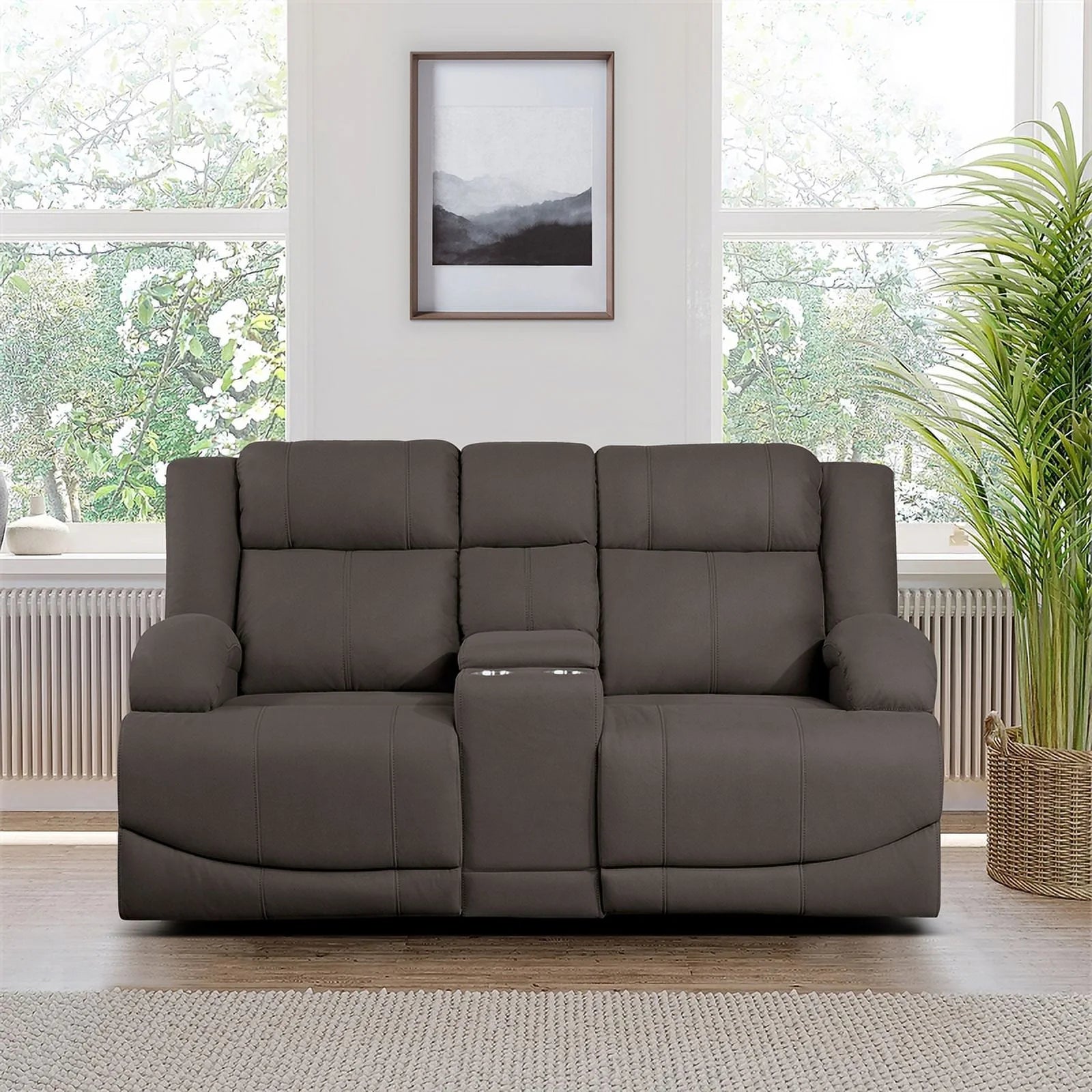 Chocolate Microfiber 2-Piece Manual Reclining Sofa Set M1767