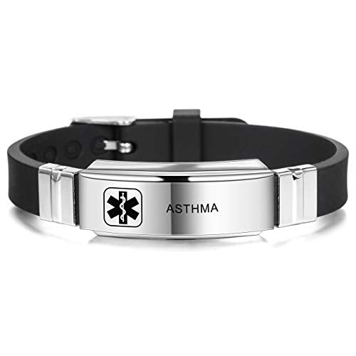 Custom Engraved Silicone Adjustable Medical ID Bracelet with Emergency Card S334