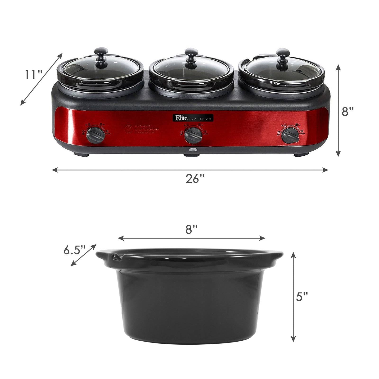 Red Triple Slow Cooker Buffet L92150