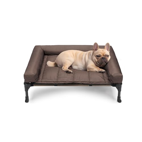 Cooling Elevated Dog Bed with Removable Waterproof Bolster Cushion Mat, 42x30inches, Beige N62898