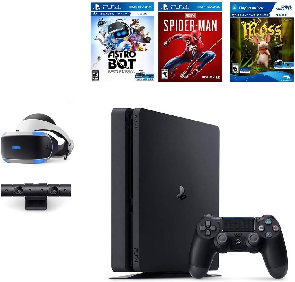 PlayStation 4 Slim 1TB Console with PS VR Headset, Dual Shock 4 Wireless Controller, Black E591