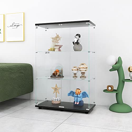 White Glass Display Cabinet with 3 Shelves, 49.3" H x 16.7" W x 14.3" D P4083