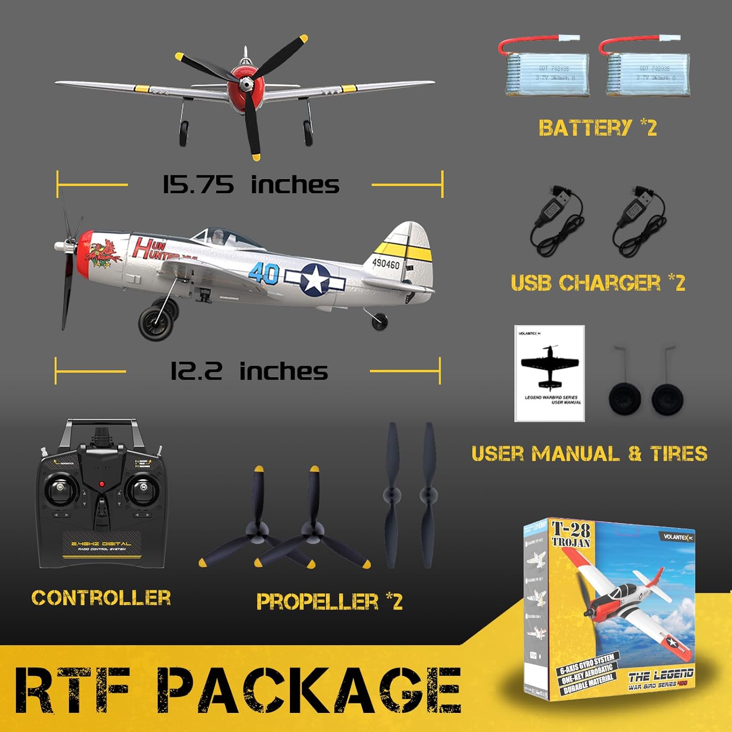 RC Plane 4CH WWII P-47 Model Remote Control Airplane RTF K8202