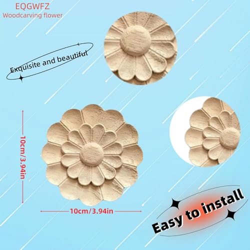 4Pcs Round Wood Appliques for Furniture Decoration (3.15"x3.15") I832397