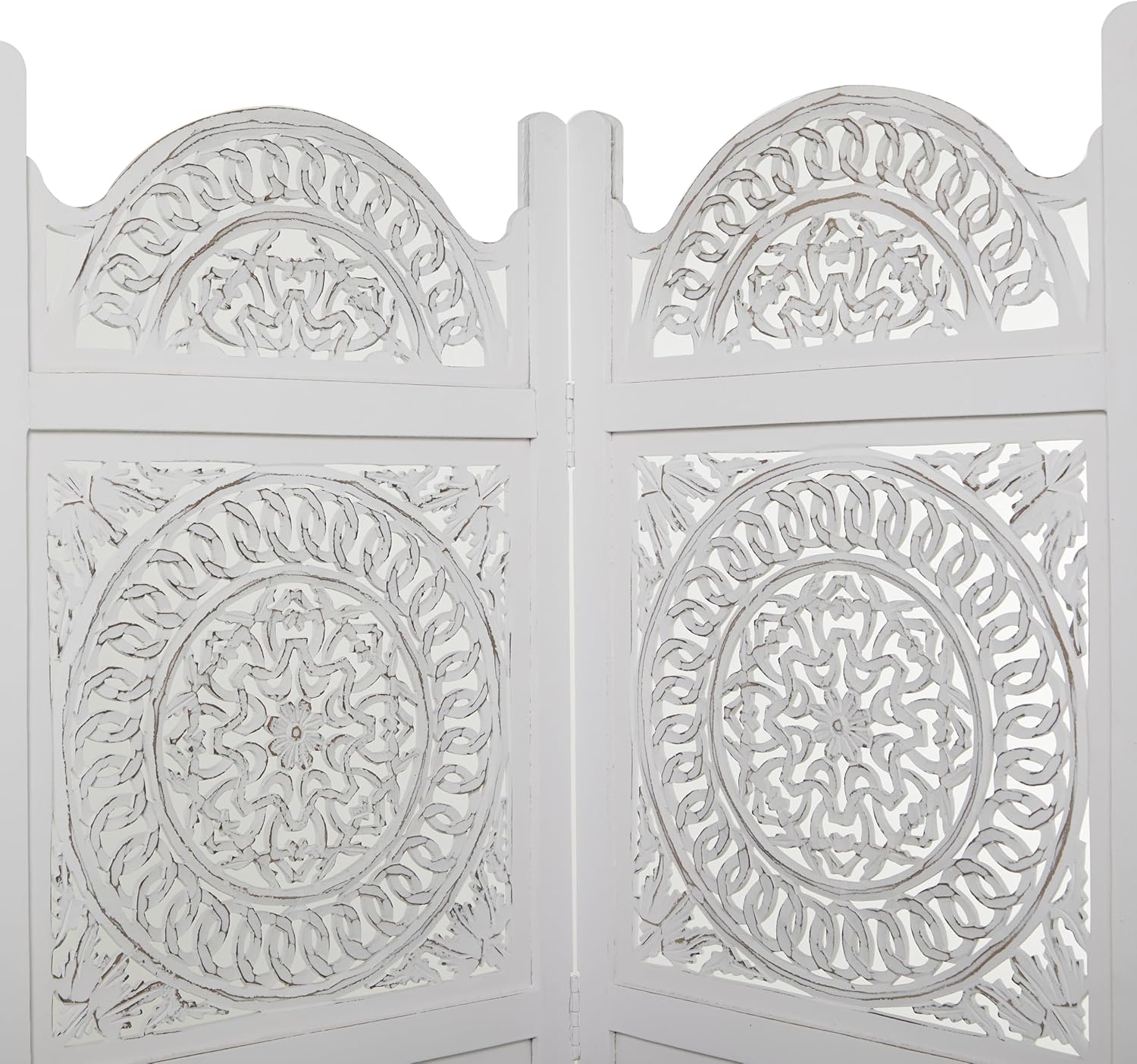 White 3 Panel Wood Room Divider Screen F88512