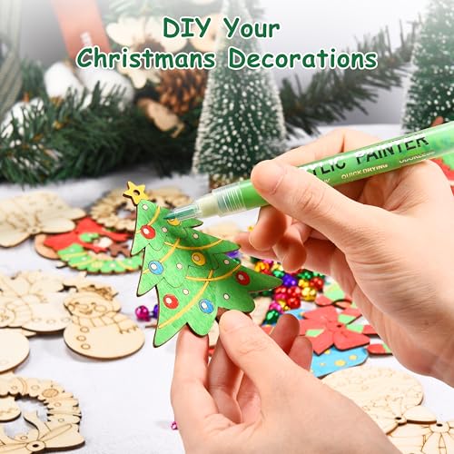 96 Pcs Unfinished Wood Slices Christmas Ornaments V37234