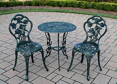 3-Piece Rose Bistro Set with Cast Aluminum Top Table F315481