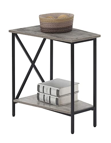 Faux Birch Black Wedge End Table S14743