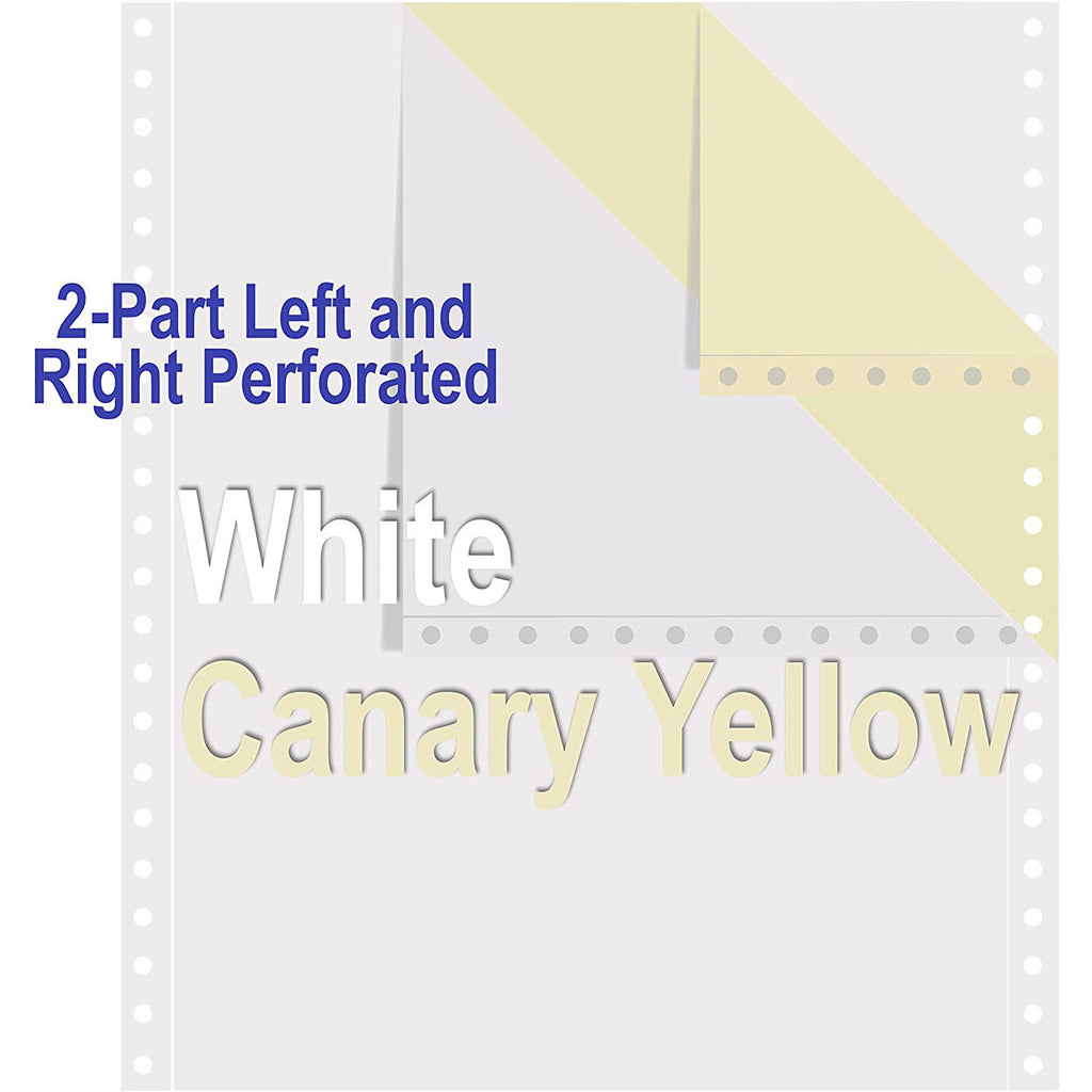 Carbonless Computer Paper 9-1/2x22 x 11x22 Blank Left & Right Perforated 2-Part White/Canary 15lb 92 Bright Z8349