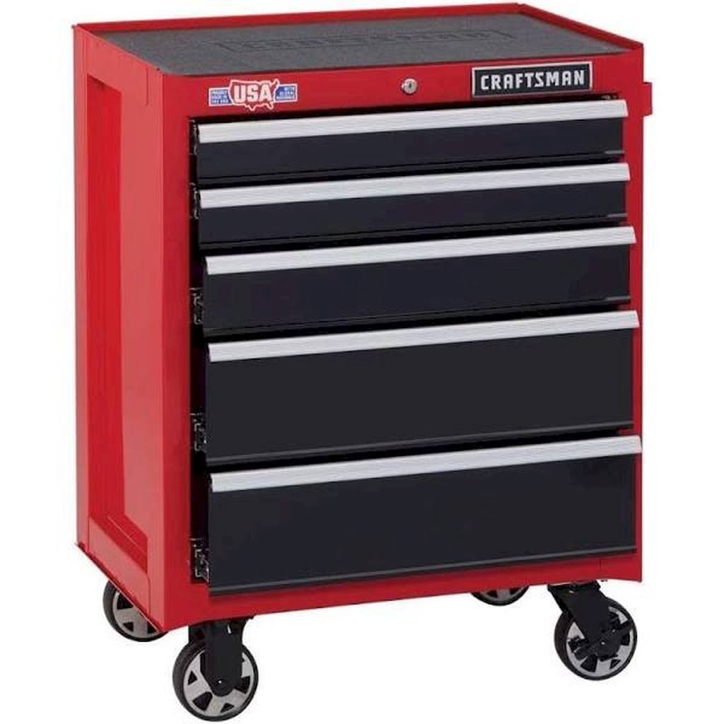 26.5-in W x 34-in H 5-Drawer Steel Red Rolling Tool Cabinet Q358