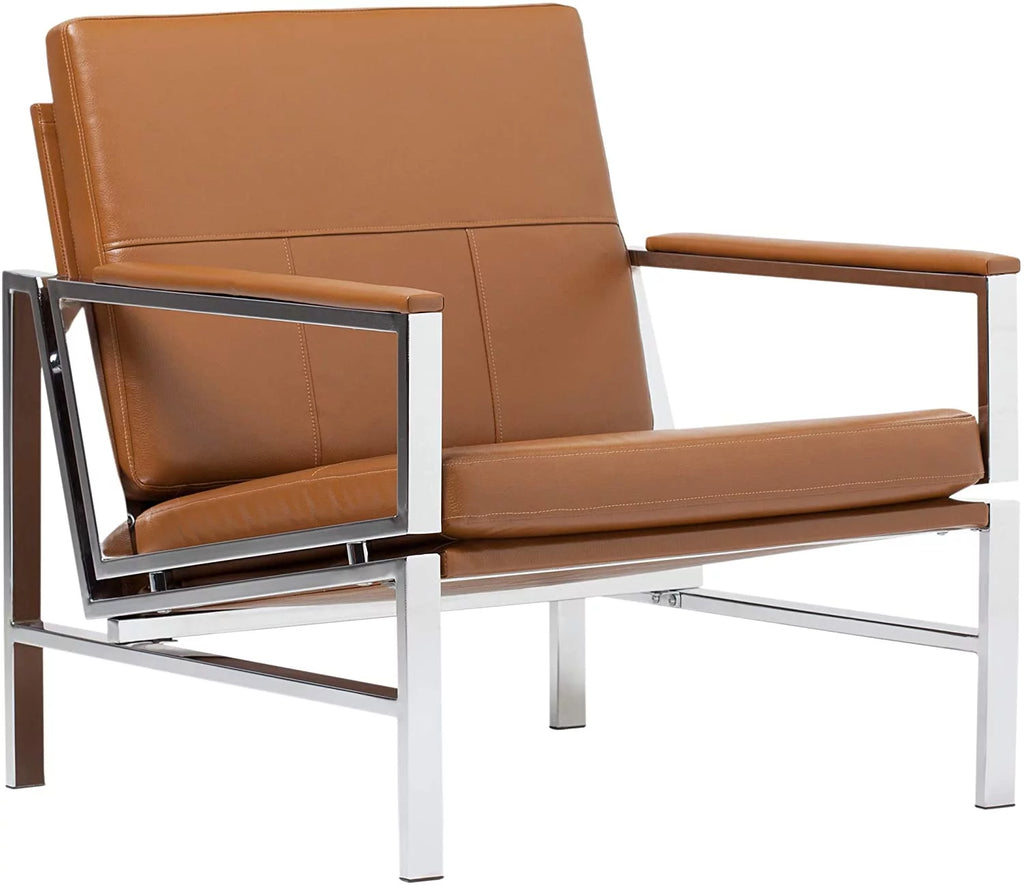 Blended Leather and Metal Frame Accent Arm Chair J562