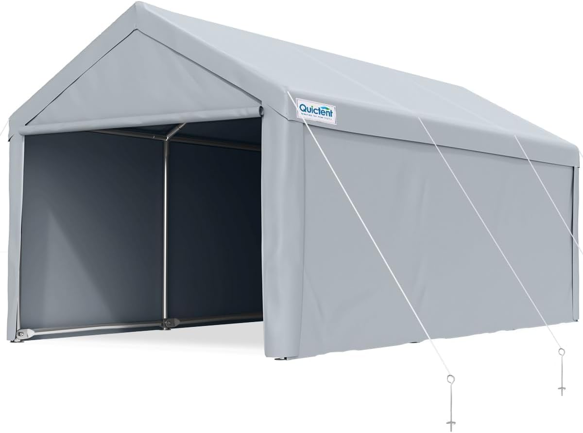 10’x20’ Heavy Duty Galvanized Carport Canopy Silver Gray K16703