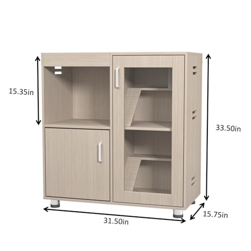 4-Tier Wooden Hamster Cage with Storage Cabinet, Openable Top, Acrylic Windows (Teak) T7916