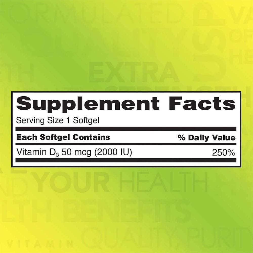 Extra Strength Vitamin D3 2000 IU 600 Softgels (Pack of 2) E8295