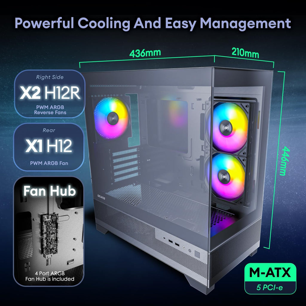 White Micro ATX PC Case with Tempered Glass X162934