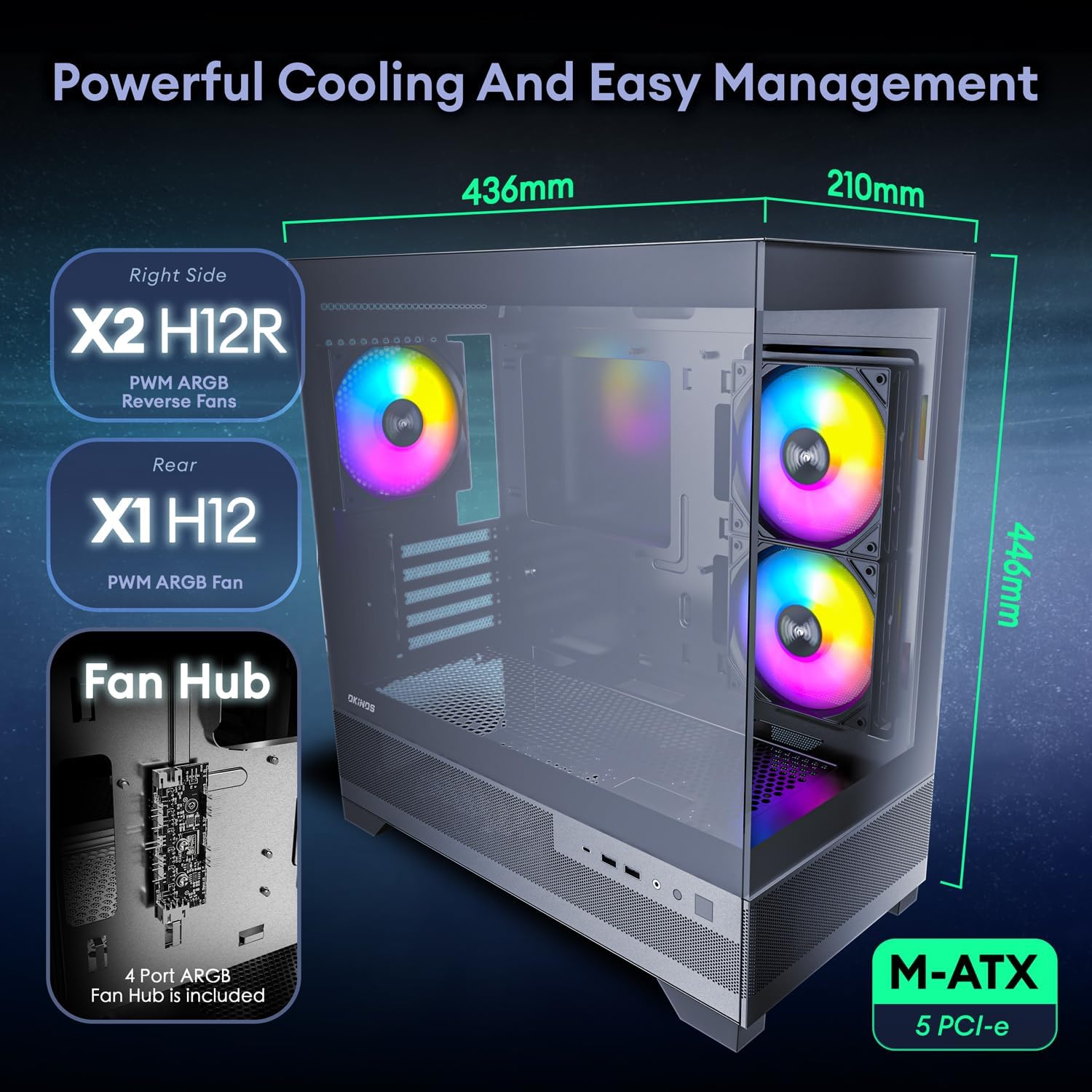 White Micro ATX PC Case with Tempered Glass X162934