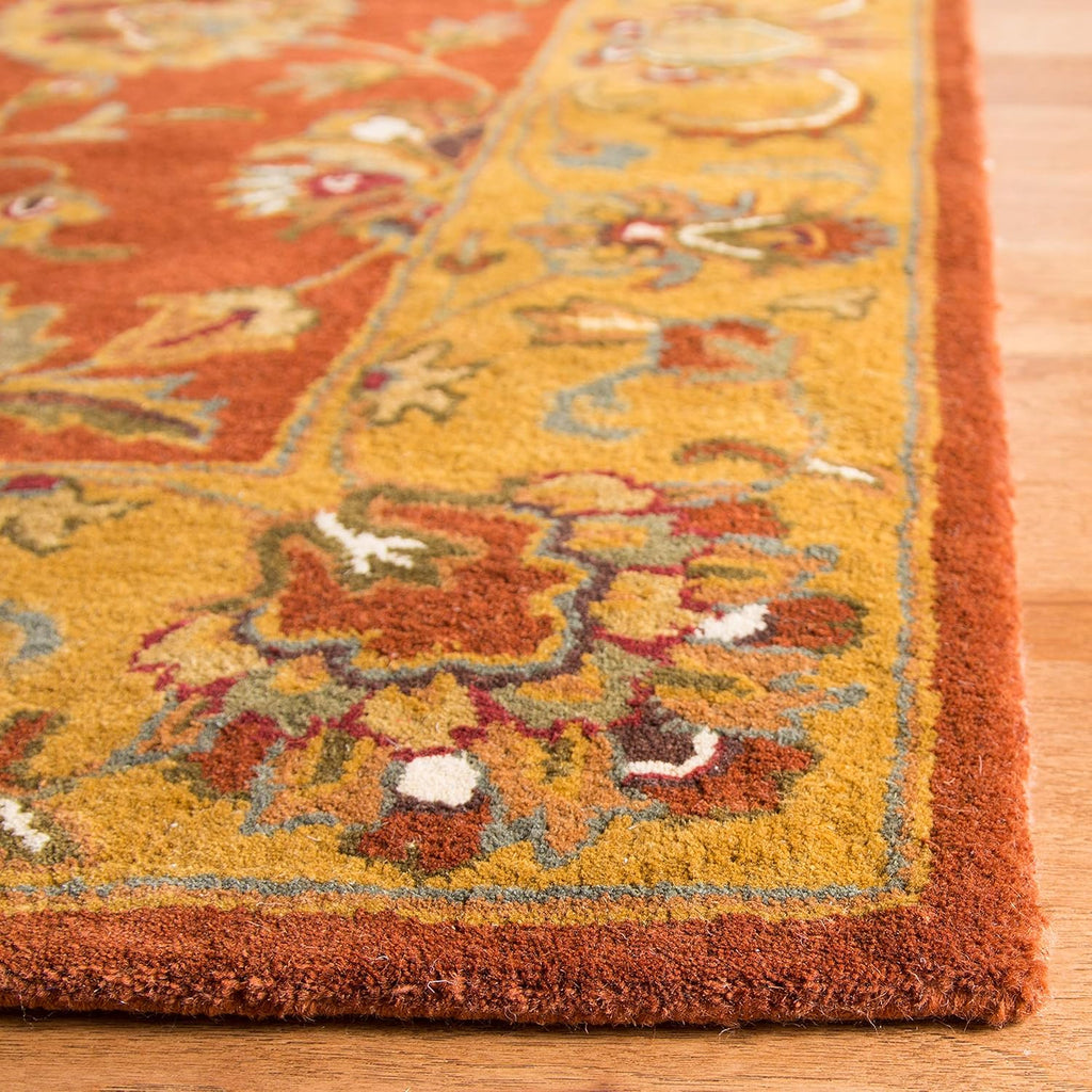 6' Square Red Natural Wool Area Rug B780912