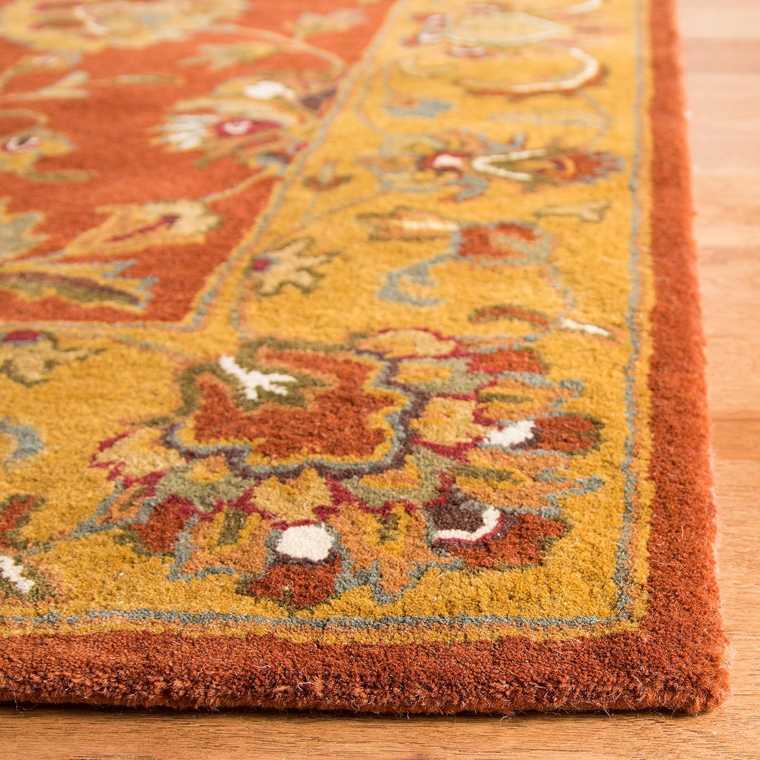 6' Square Red Natural Wool Area Rug B780912