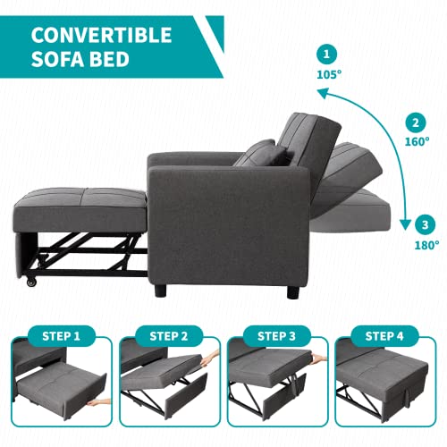 Dark Grey 3-in-1 Folding Futon Sofa Bed W7925