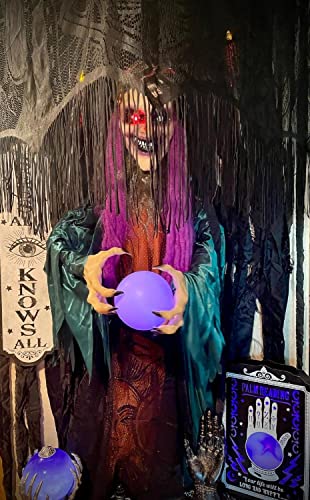 Animated Talking Fortune Teller Witch Figure Halloween Decor A29504