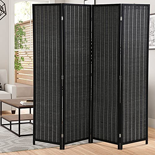 Black 6 Panel Folding Room Divider, 17.7" Wide G698629