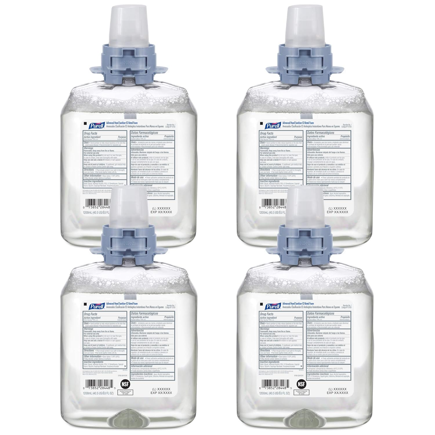 1200 mL Fragrance Free Foam Hand Sanitizer Refill (Pack of 4) Z1196
