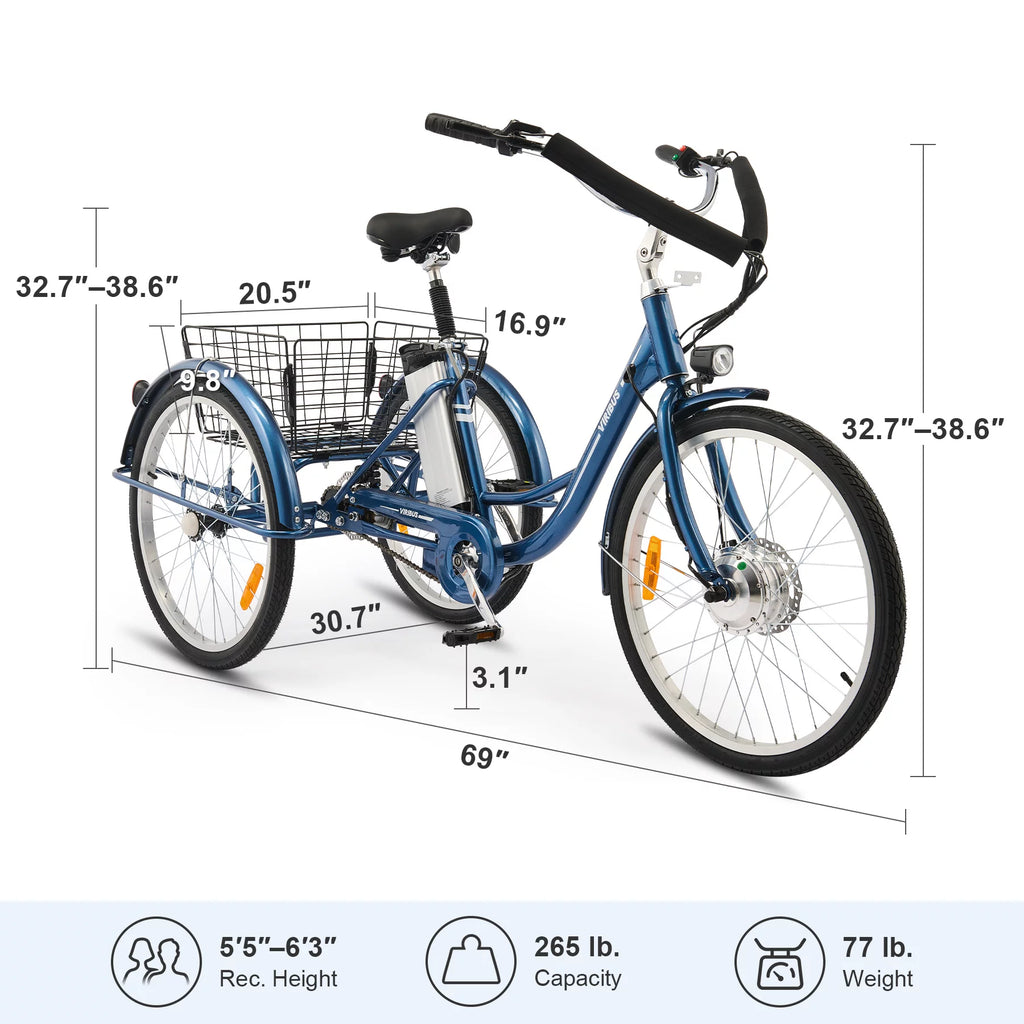 24 Inch Electric Tricycle 36V 10Ah Navy D5833
