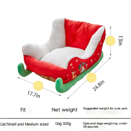 Red Plush Synthetic Fur Pet Sleigh Bed M614112