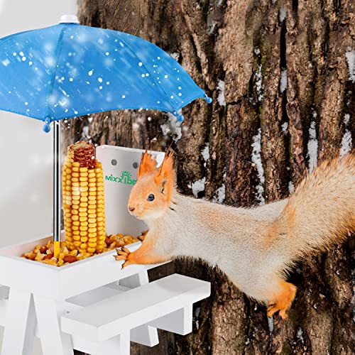 Wooden Squirrel Feeder Table with Umbrella K81640
