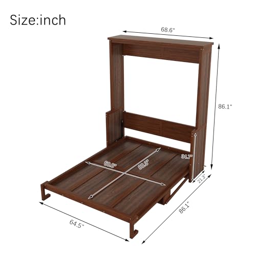 Walnut Wood Murphy Bed with Desk O4909