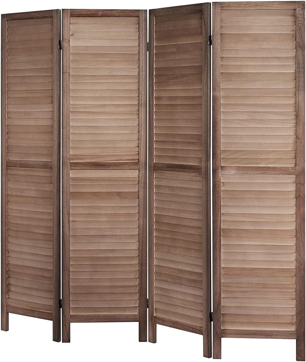 4 Panel Brown Wood Room Divider H8614
