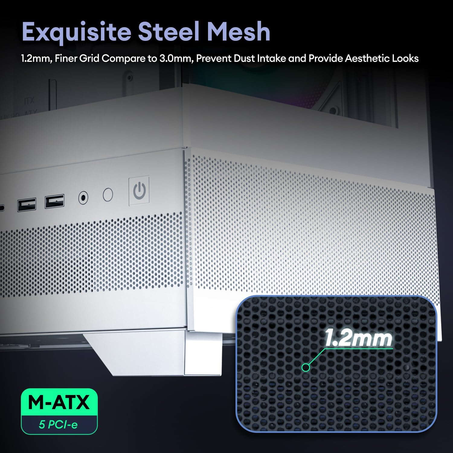 White Micro ATX PC Case with Tempered Glass X162934