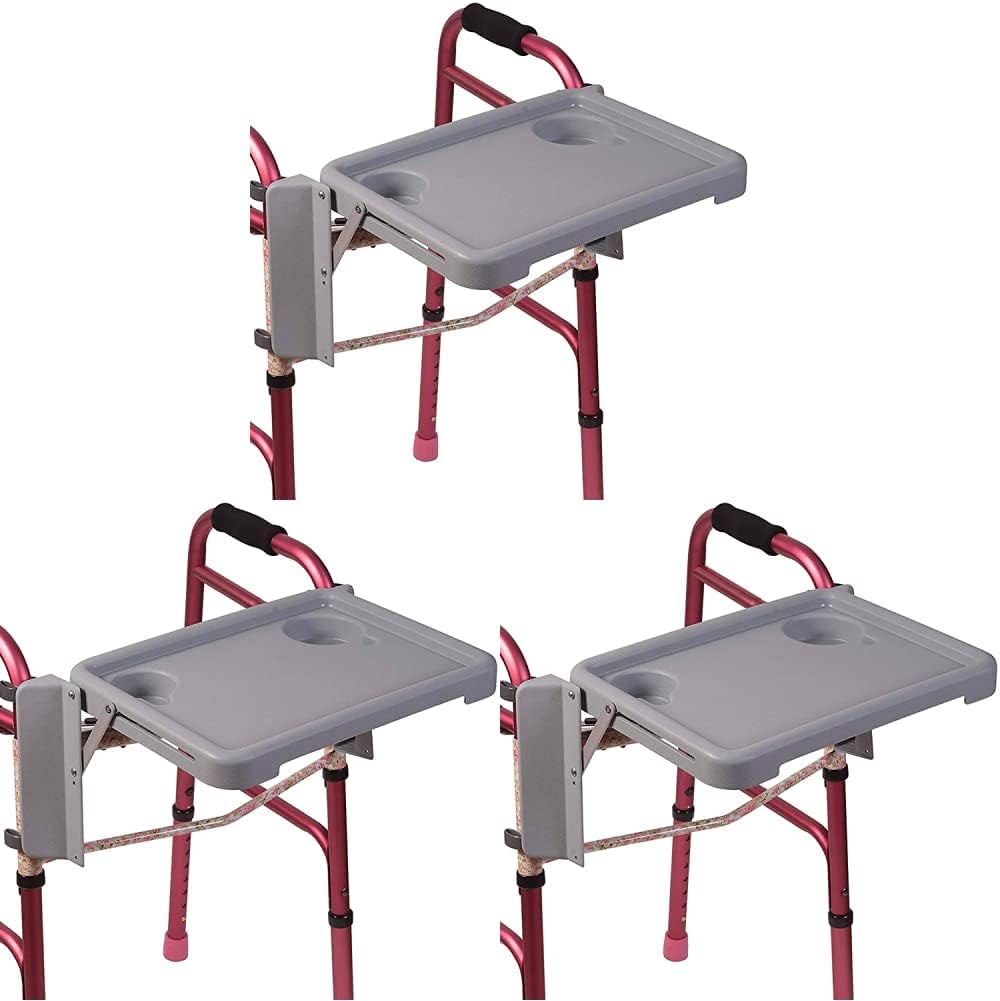 Folding Walker Tray with Two Cup Holders, 16 x 11.8 (Pack of 3) C1666