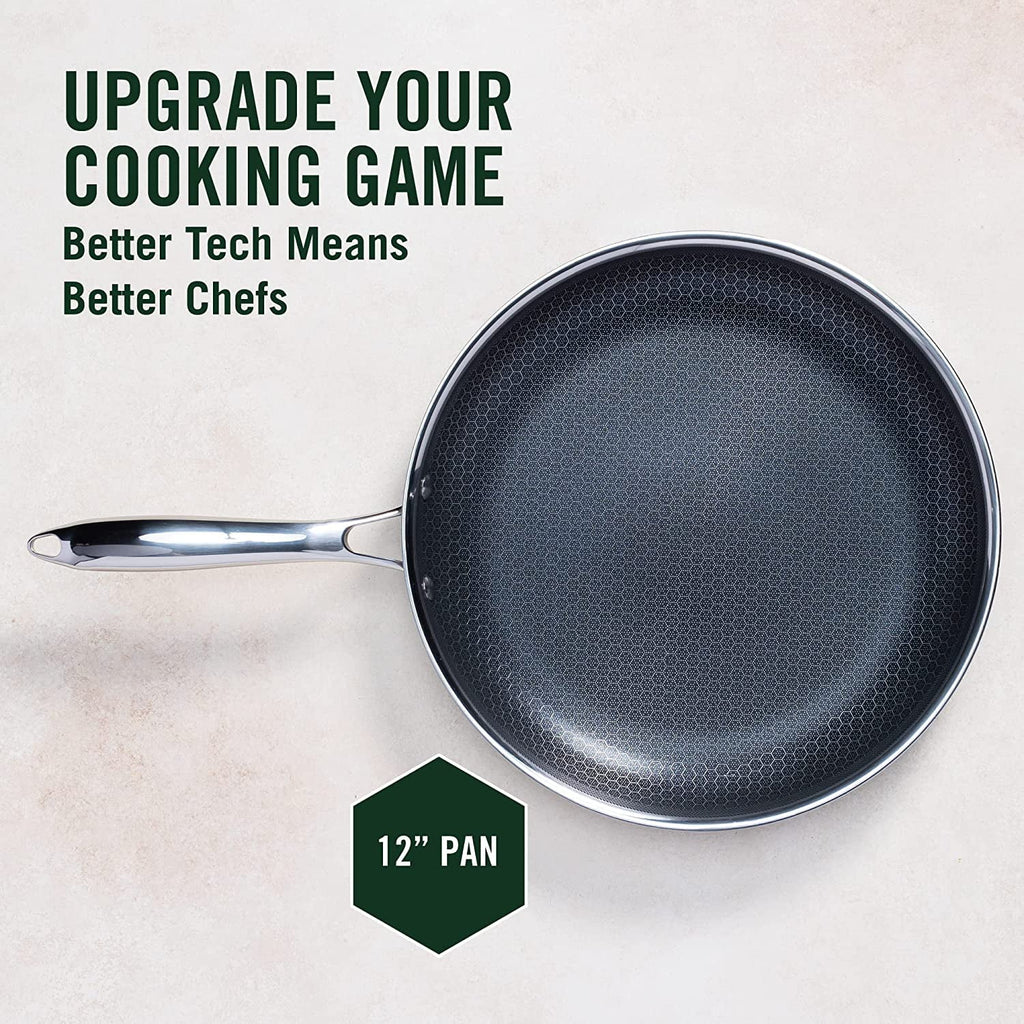 12 Inch Hybrid Stainless Steel Non-Stick Frying Pan with Lid Q4155